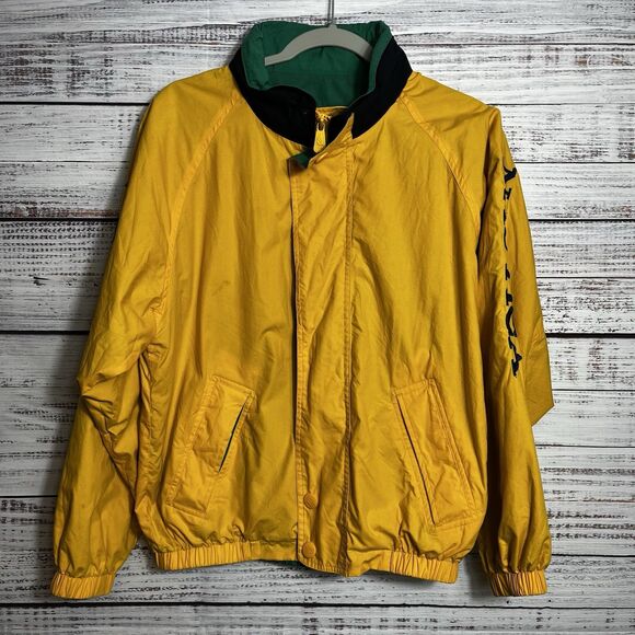 Vtg 90’s Nautica  J-Class Yellow Windbreaker Jacket Youth L 16/18 Sailing Hooded - Picture 1 of 16